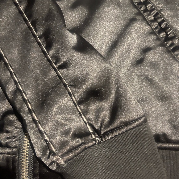 Satin embroidered bomber jacket, black satin bomber jacket, Los Angeles jacket - Picture 2 of 4